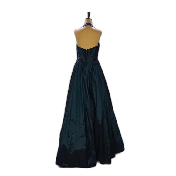 Mori Lee Iridescent Teal Halter Ballgown | Prom Perfection | Size 4 - Picture 12 of 16
